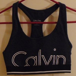 Calvin Klein Gray Logo Sports Bra Small